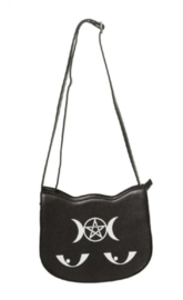 Banned Apparel - Jinx - schoudertas met kattenogen en drievoudige maan met pentagram