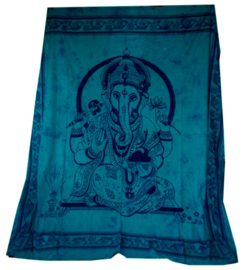 Bedsprei / wandkleed Ganesha turquoise 210 x 240 cm