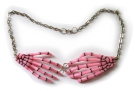 Harajuku skeletale handen nekketting roze