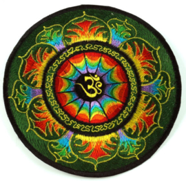 Etnisch Fabriek Patch Jasdecoratie uit Nepal - OHM Lotus Groen - 15 cm doorsnee