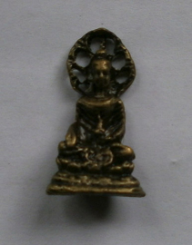 Minibeeld Thaise Boeddha met achterblad 3 cm hoog