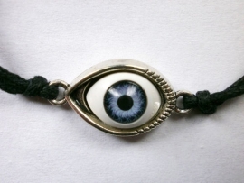 Kabbalah zwarte koord armband met grote, boze oog