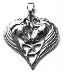 925 zilveren kettinghanger Unicorns in Heart - dessin Lisa Parker 2.5×2.7cm