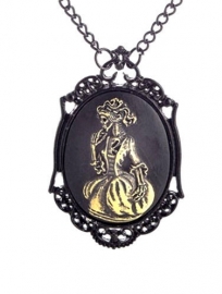 Gothic horror steampunk camee ketting skelet in jurk