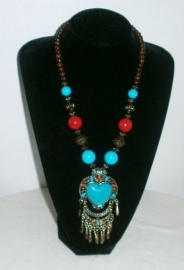 Tibetaanse ketting turquoise hart