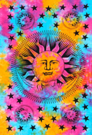 Bedsprei wandkleed eenpersoons Zon en Maan gekleurd 1  - 120 x 220 cm