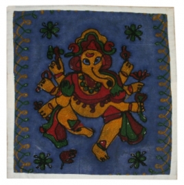 Indiase geborduurde kussenhoes Ganesha blauw - 38 x 38 cm