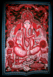 Indiase muurkleed wandkleed Ganesha rood dessin 1 c.a.  80 x 110 cm