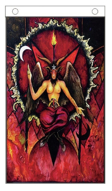 Wandkleed vlag bedsprei - Baphomet - Rood Demoon Satan Duivel - 150 x 90 cm
