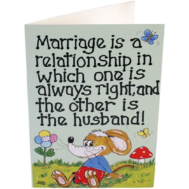 Grappige wenskaart huwelijk - Marriage is a Relationship - 13 x 18 cm