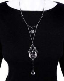 Restyle lange zilverkleurige nekketting - Geometry - alchemy symbolen