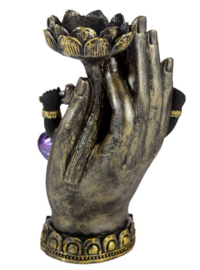 Ganesh Hand Lotus Theelichthouder - 18 cm hoog