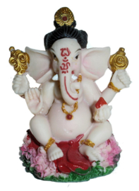 Ganesha met zwarte haren en rode broek - 9 cm hoog