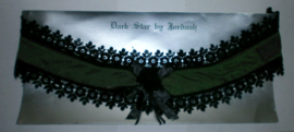 Luxe Gothic choker - zwarte kant met groene lint - Darkstar Jordash