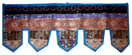 Toran geborduurde Indiase sari-zijde - 5 bladen - 100 x 40 cm blauw