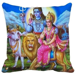 Kussenhoes Shiva, Parvati, Nandi en leeuw - 45 x 45 cm