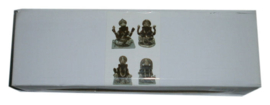 Zittende Ganesha Beelden Zilver Bruin - zet van 4 - 5.5 X 4 X 6 cm