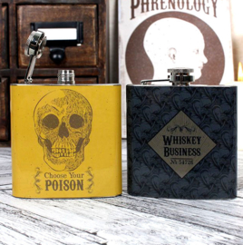 Roestvrije stalen heupfles - Choose your Poison - Cabinet of Curiousities - 11 x 9.5 x 2.5 cm