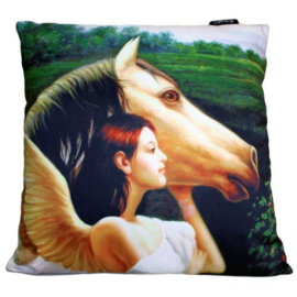 Kussenhoes - Engel met Paard - 40 x 40 cm - 40 x 40 cm