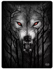Spiral Direct - Forest Wolf - fleece deken met dessin wolf in bos - 150 x 200 cm