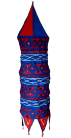 Indiase katoenen lampenkap - 35 x 135 cm - rood blauw