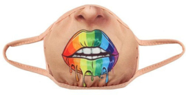 Gezichtsmasker regenboog lippen - 12 x 30 cm