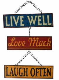 Metalen wandbord ketting Live well