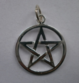 925 zilveren kettinghanger Pentagram in Cirkel