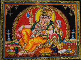 Muurkleed Ganesha Liggend rood achtergrond 108 x 80 cm