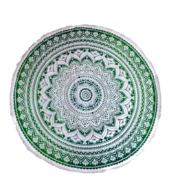 Ronde mandala doek bedsprei wandkleed tafelkleed vloerkleed groen - 180 cm doorsnee