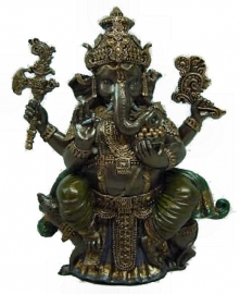 Ganesha bronskleurig beeld - 20 cm hoog