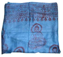 Benares-sjaal Indiaas Hindu Varanasi blauw - 60 x 120 cm  