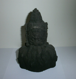 Boeddha Quan Yin hoofd zwarte lavasteen 17 cm hoog