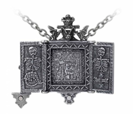 Alchemy Gothic medallion - Balkan Triptych Icon Locket - Vampier Vleermuis Dracula ketting - 5.8 x 3.4 cm