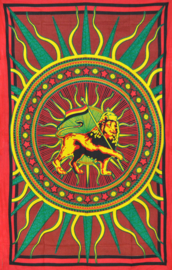 Bedsprei wandkleed eenpersoons Rastafari met Leeuw in Cirkel - 120 x 220 cm