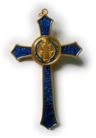 Crucifix Jezus Christus op Kruis - blauw goud - 13 cm hoog