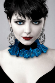 Luxe Gothic choker - turquoise kant mete zwarte rozen - Darkstar Jordash