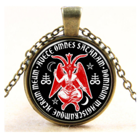 Glazen hanger met ketting Baphomet 10