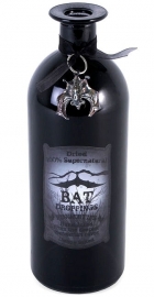 Zwarte glazen fles Bat's Droppings 20 cm hoog