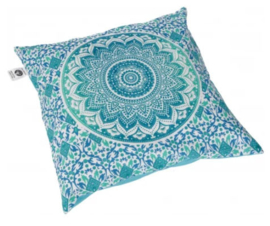 Indiase Katoen Boho Mandala Kussenhoes Turquoize 2 - 40 x 40 cm