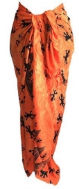 Balinees sarong gekko oranje - 15 x 95 cm