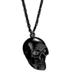 Zwarte doodskop Gothic horror schedel - 316 titanium staal zwart - 3 cm hoog