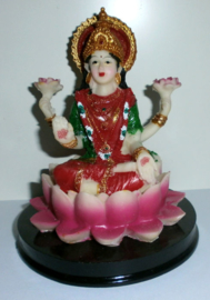 Lakshmi beeld polystone gekleurd 12 cm hoog