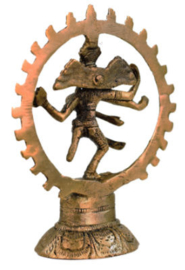 Beeld Shiva Nataraja tweekleurige messing - 10 cm hoog