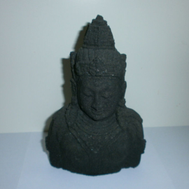 Boeddha Quan Yin hoofd zwarte lavasteen 17 cm hoog