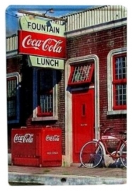 Blikken metalen wandbord Fountain Coca Cola - 20 x 30 cm