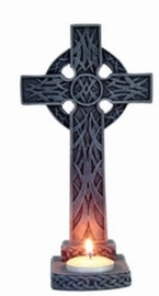 Keltisch kruis theelichthouder 20 cm hoog