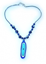 Glazen ketting Boze Oog blauw 2