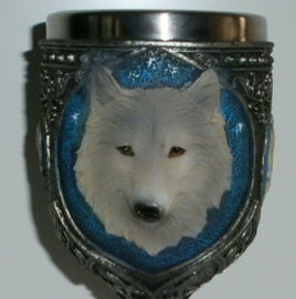Witte wolf kelk - 15.5 cm hoog