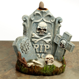 Halloween RIP Grafsteen Backflow Wierook Houder - 12 x 10 x 14 cm